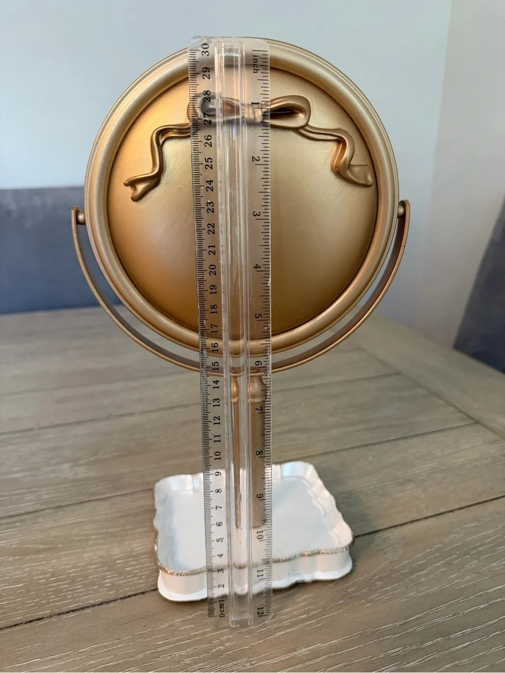 Gold Decorative Vanity Mirror with Bow Accent